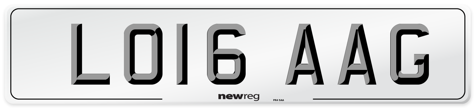 LO16 AAG Number Plate from New Reg